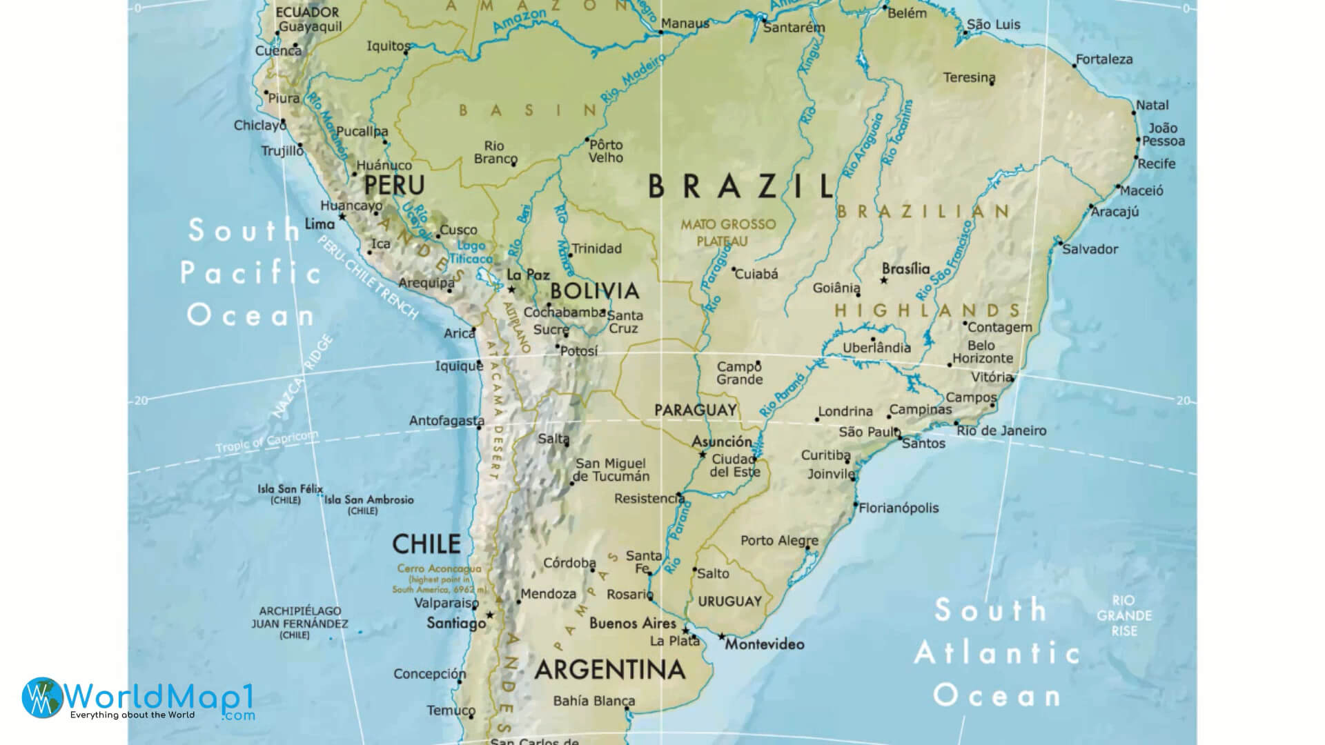 Rivers Map of South America
